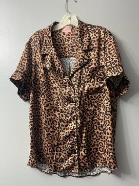 Show Me Your Mumu PJ Top Slumber Night shirt leopard print pattern medium